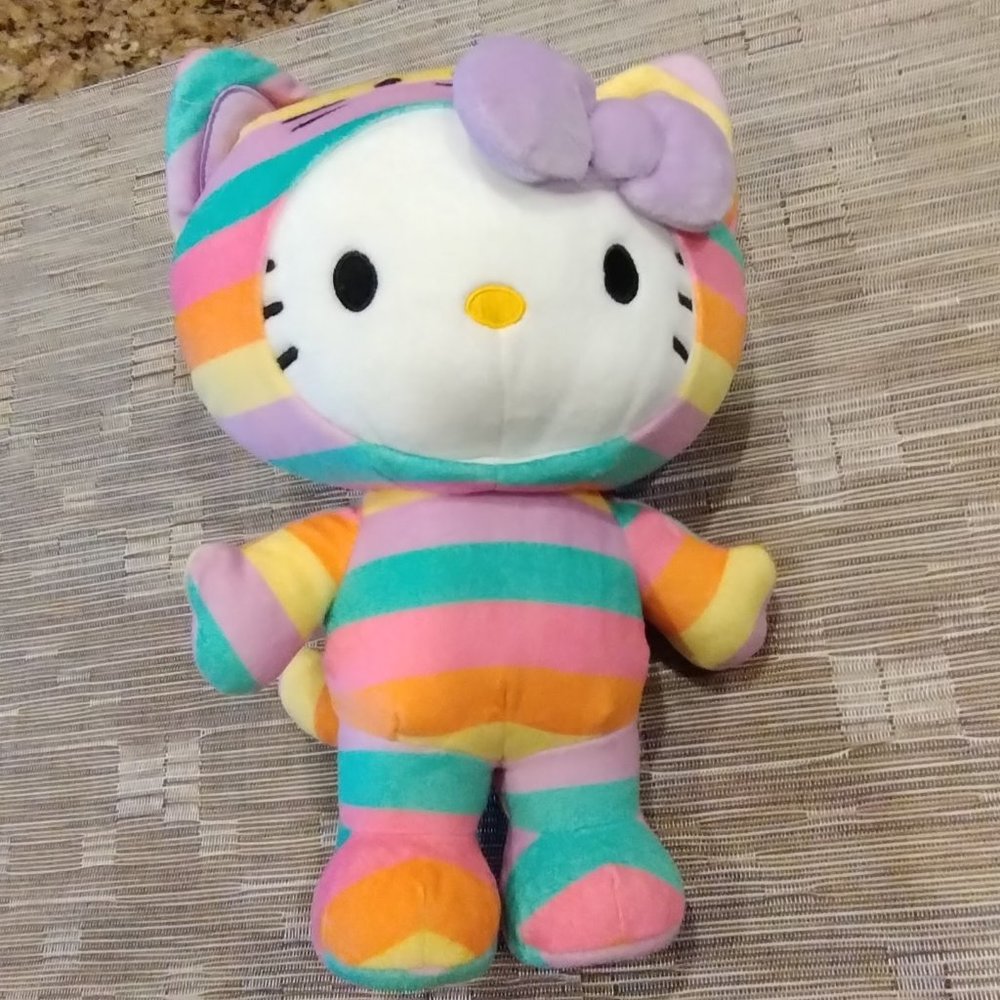 Hello Kitty Rainbow Striped Plush